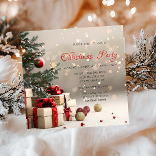 Christmas Tree Presents Bokeh Corporate Christmas Invitation