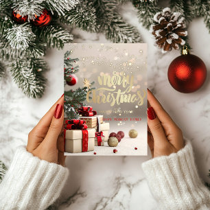 Christmas Tree Presents Bokeh Holiday Card