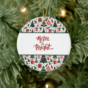Christmas tree, presents, candy cane ceramic tree decoration