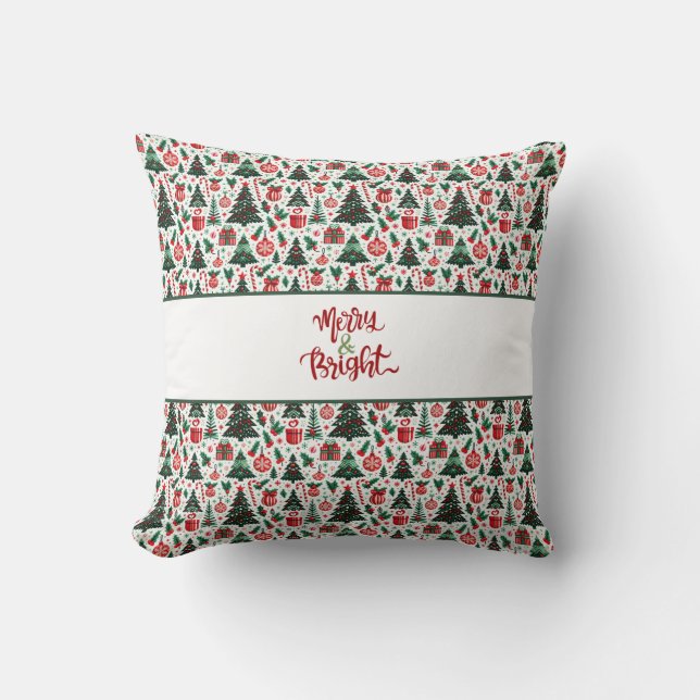 Christmas tree, presents, candy cane cushion (Front)