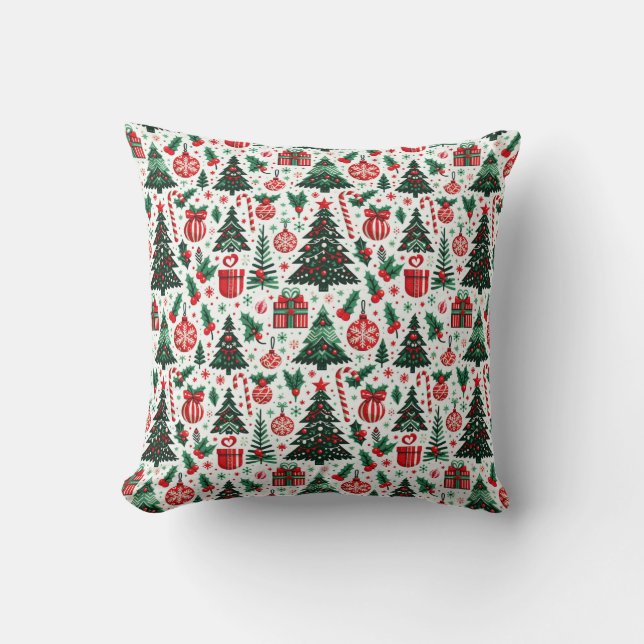 Christmas tree, presents, candy cane cushion (Front)