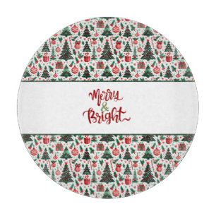 Christmas tree, presents, candy cane cutting board