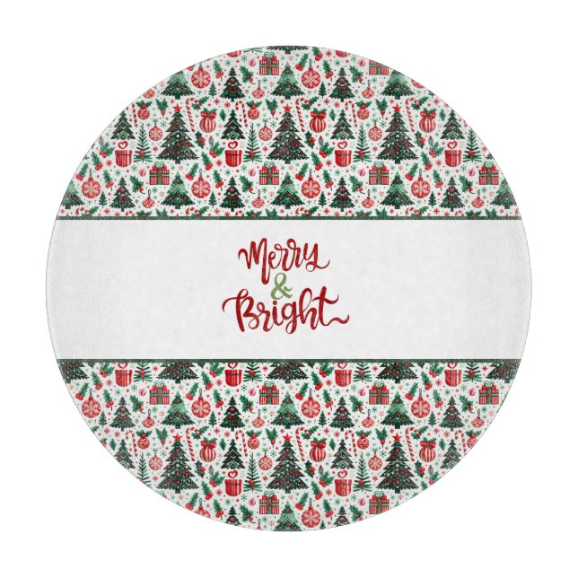 Christmas tree, presents, candy cane cutting board (Front)