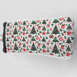 Christmas tree, presents, candy cane golf head cover