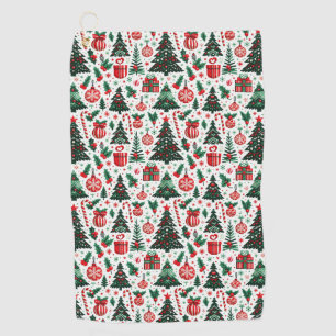 Christmas tree, presents, candy cane golf towel