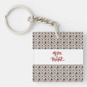 Christmas tree, presents, candy cane key ring