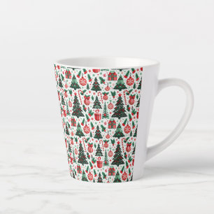 Christmas tree, presents, candy cane latte mug