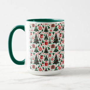 Christmas tree, presents, candy cane mug