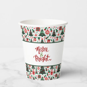 Christmas tree, presents, candy cane paper cups