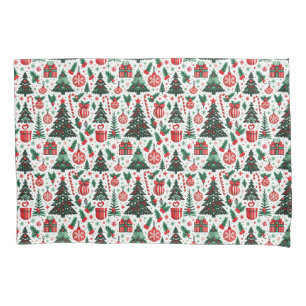 Christmas tree, presents, candy cane pillowcase