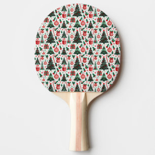 Christmas tree, presents, candy cane ping pong paddle