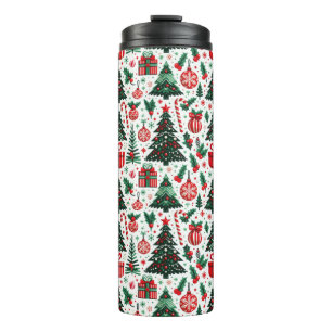 Christmas tree, presents, candy cane thermal tumbler