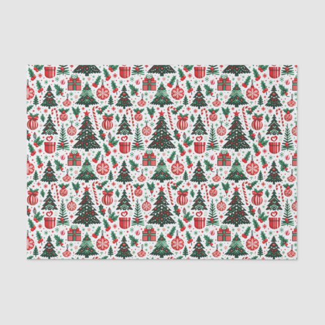 Christmas tree, presents, candy cane tissue paper (Front)