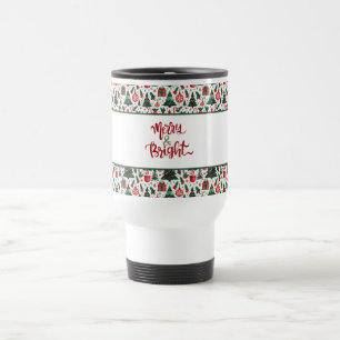 Christmas tree, presents, candy cane travel mug