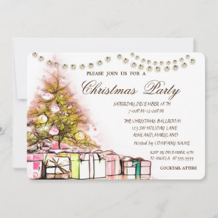 Christmas Tree Presents,Corporate Christmas Party  Invitation