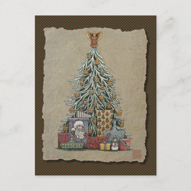 Christmas Tree & Presents Holiday Postcard (Front)