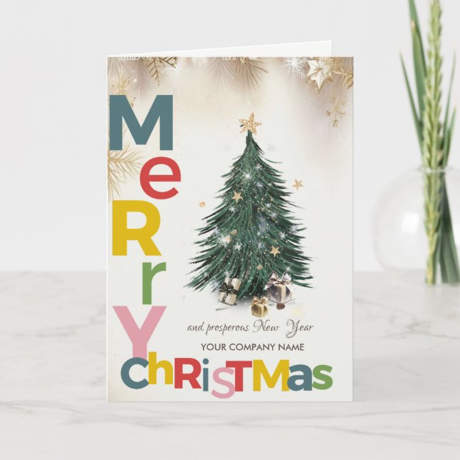 Christmas Tree,Presents  Merry Christmas Holiday Card (Front)