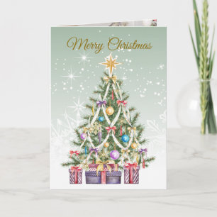 Christmas tree, presents Photo Holiday Card