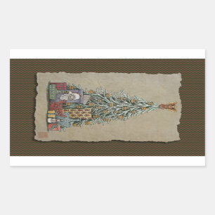 Christmas Tree & Presents Rectangular Sticker