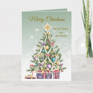 Christmas tree, presents, Sister & her family Holiday Card