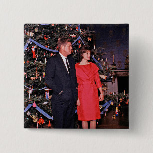 Christmas Tree President John Kennedy & Jacqueline 15 Cm Square Badge