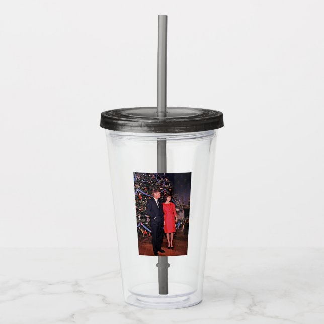 Christmas Tree President John Kennedy & Jacqueline Acrylic Tumbler (Front)