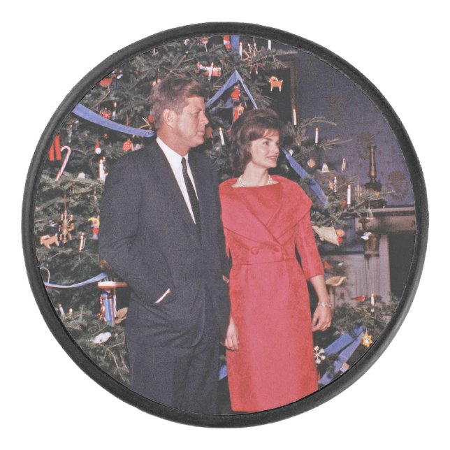 Christmas Tree President John Kennedy & Jacqueline Hockey Puck (Front)