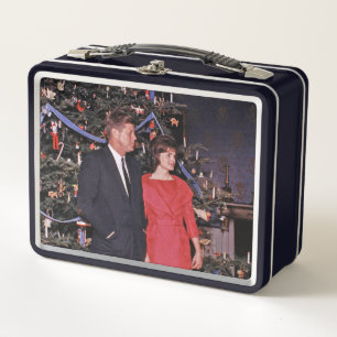 Christmas Tree President John Kennedy & Jacqueline Metal Lunch Box