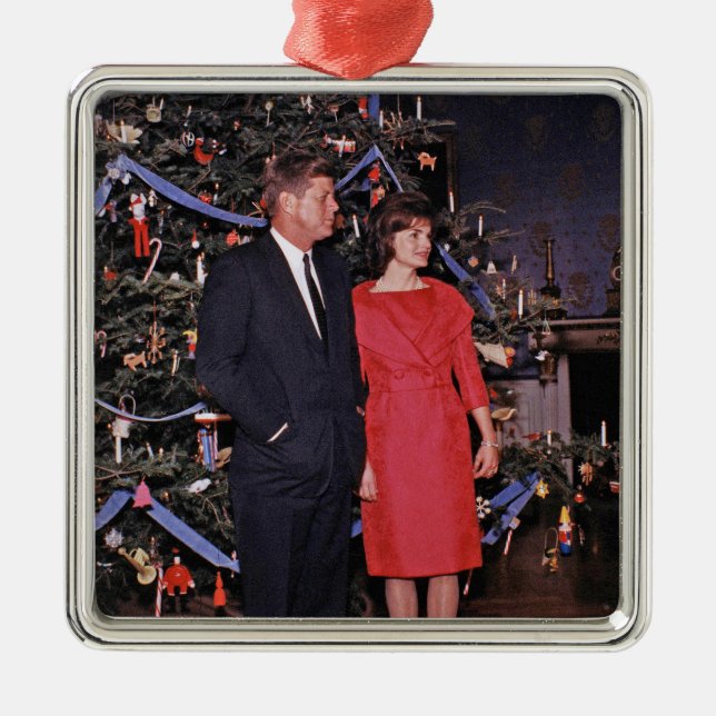 Christmas Tree President John Kennedy & Jacqueline Metal Tree Decoration (Front)