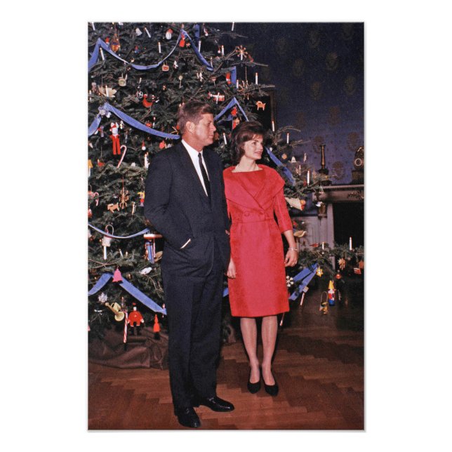 Christmas Tree President John Kennedy & Jacqueline Photo Print (Front)