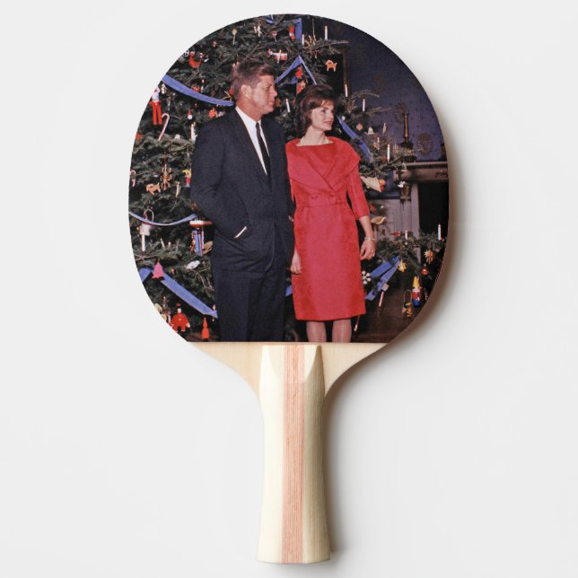 Christmas Tree President John Kennedy & Jacqueline Ping Pong Paddle (Front)