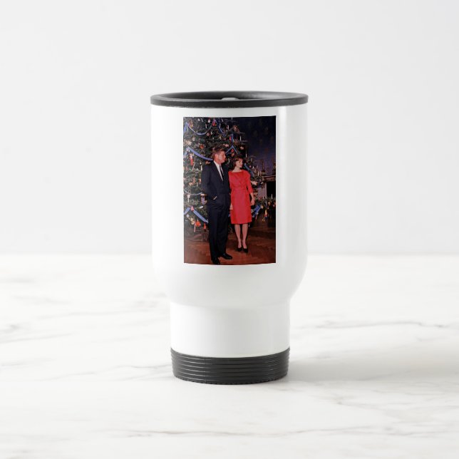 Christmas Tree President John Kennedy & Jacqueline Travel Mug (Center)