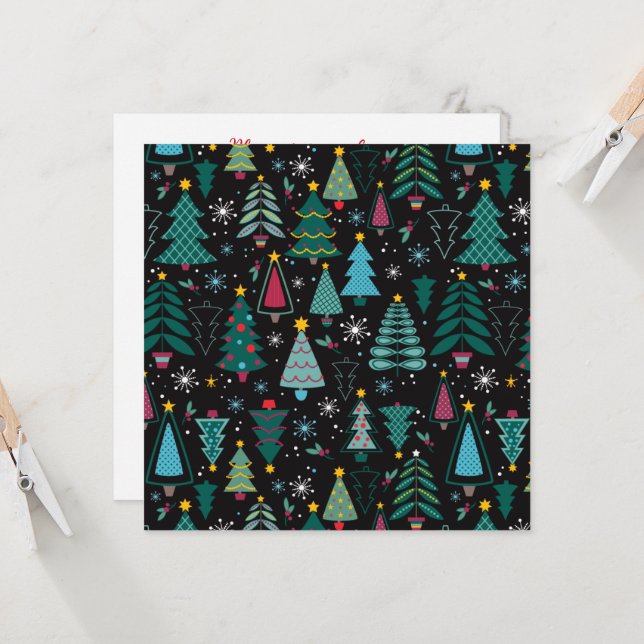 Christmas Tree Print Invitation Customisable (Front/Back In Situ)