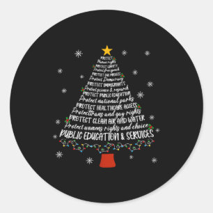 Christmas Tree Protect Human Rights Protect Libert Classic Round Sticker