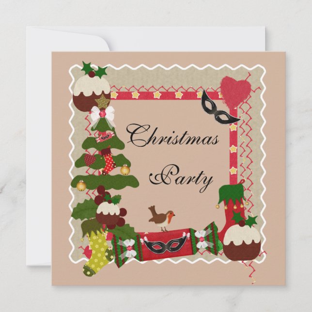 Christmas Tree & Puddings Party Invitation (Front)