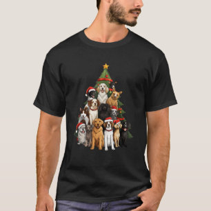 Christmas Tree Puppy Dogs Santa Hat Dog Lovers Dog T-Shirt