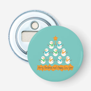 Christmas tree pyramid made of xmas snowmen bottle opener