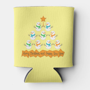 Christmas tree pyramid made of xmas snowmen can cooler