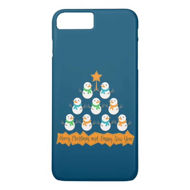 Christmas tree pyramid made of xmas snowmen Case-Mate iPhone case (Back)