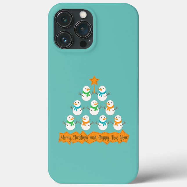 Christmas tree pyramid made of xmas snowmen Case-Mate iPhone case (Back)