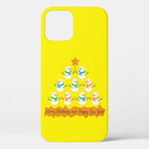 Christmas tree pyramid made of xmas snowmen iPhone 12 case