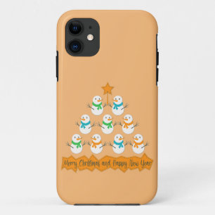 Christmas tree pyramid made of xmas snowmen iPhone 11 case