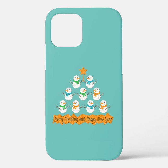 Christmas tree pyramid made of xmas snowmen Case-Mate iPhone case (Back)