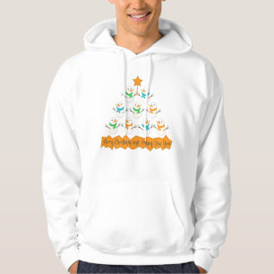 Christmas tree pyramid made of xmas snowmen hoodie