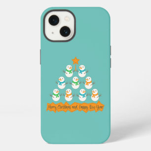 Christmas tree pyramid made of xmas snowmen iPhone 13 case