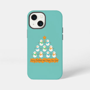 Christmas tree pyramid made of xmas snowmen iPhone 13 mini case