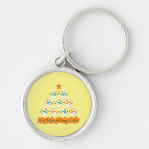 Christmas tree pyramid made of xmas snowmen key ring