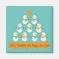 Christmas tree pyramid made of xmas snowmen