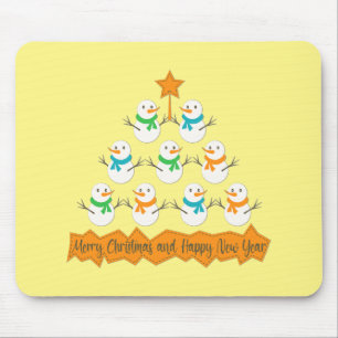 Christmas tree pyramid made of xmas snowmen mouse mat