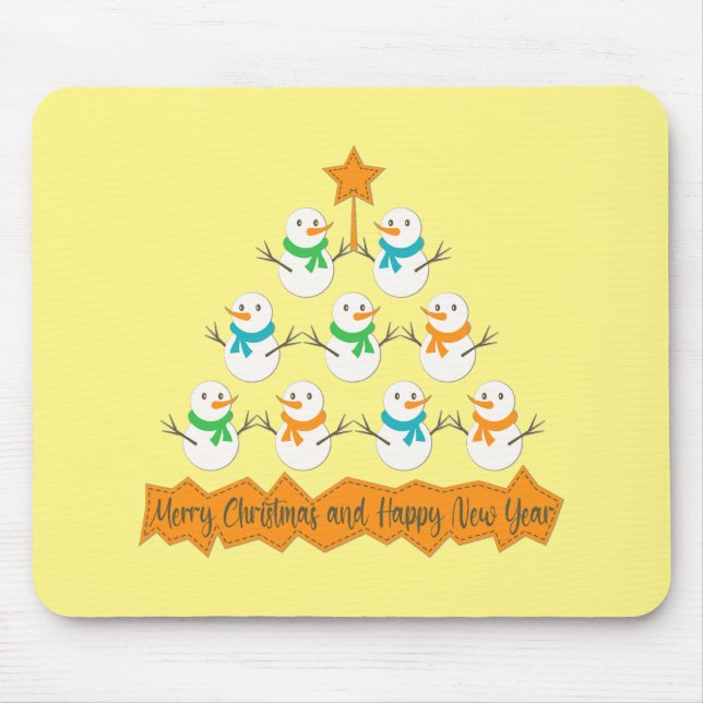 Christmas tree pyramid made of xmas snowmen mouse mat (Front)